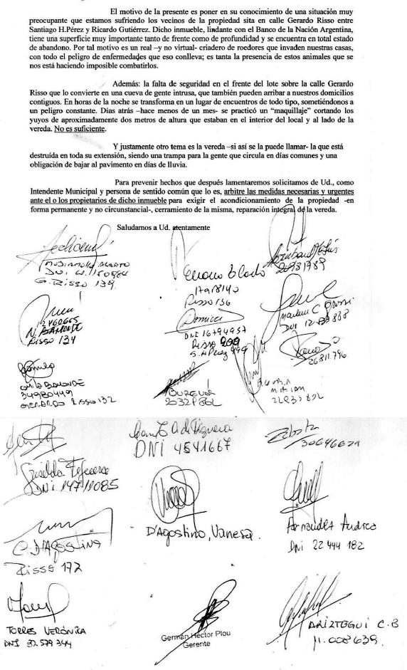 Vecinos reclaman por terreno en calle Risso y Gutiérrez