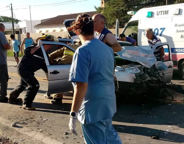 Fuerte choque en la zona urbana de ruta 8
