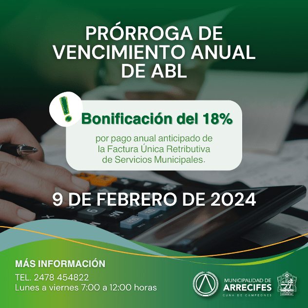 Prórroga del vencimiento del pago anunal de tasas