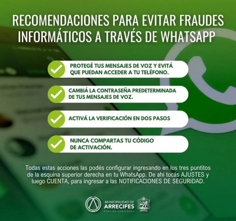 Recomendaciones para evitar fraudes a través de WhatsApp