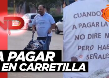 VIDEO. Insólito: fue a pagar la luz con una carretilla de plata