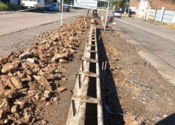 Construyen el último tramo de canteros de Avenida Merlassino