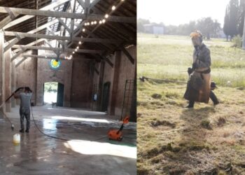 Puesta en condiciones del predio donde se realizará la Fiesta del Ombú y del Caballo Criollo en Viña