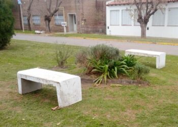 Nuevos bancos en la plazoleta y escuela de Todd