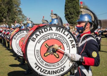 La Banda del Regimiento de Artillería 1, en el acto homenaje a San Martín