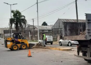 Reacondicionamiento de canteros en calle 25 de Mayo