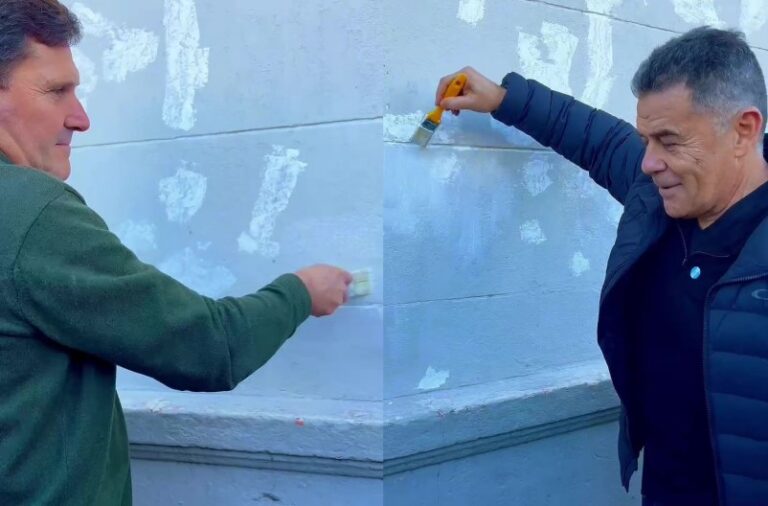 Julián Weich donó pintura en una jornada de simbólico pintado del Hospital