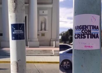 Pegatina en Arrecifes pidiendo por la libertad de Cristina Kirchner
