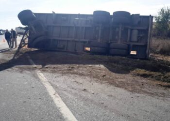 Vuelco de un camión de Arrecifes en ruta 51