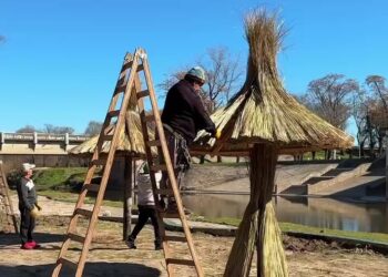 Colocaron dos sombrillas y plantaron jacarandás en el Balneario