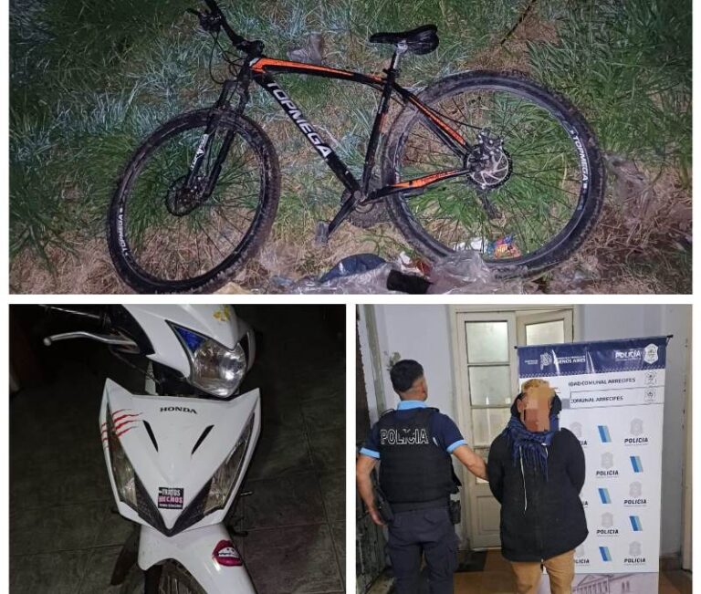 Rápido accionar policial recupera moto y bicicleta robadas
