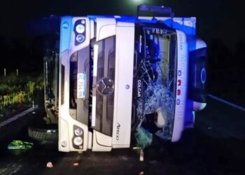 Un camión cargado con papas volcó en la autopista 8