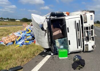 Volcó un camión en la autopista 8