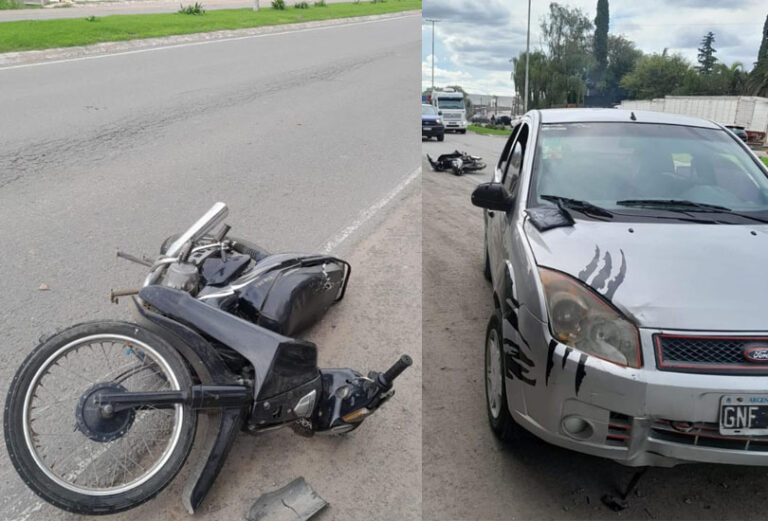 Otro choque entre un auto y una moto: un herido
