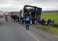 VIDEO. Se incendió un camión cargado con carne y lo saquearon