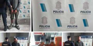 Robaron bebidas en un supermercado y los agarraron
