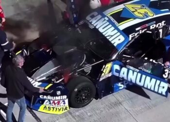 Fontana sin suerte: su Camaro tomó fuego en el primer entrenamiento de TC