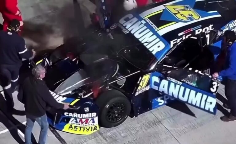 Fontana sin suerte: su Camaro tomó fuego en el primer entrenamiento de TC
