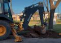 Trabajan en un sector de Avenida Perón que se hundió
