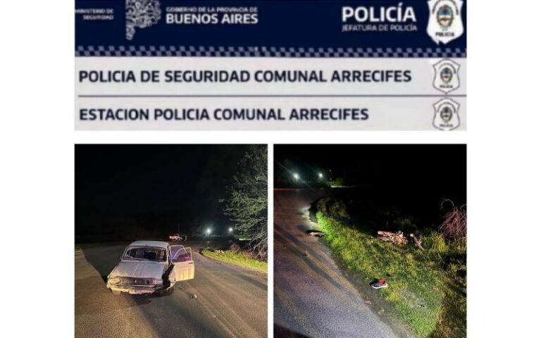 Todd: violento choque entre un auto y una moto